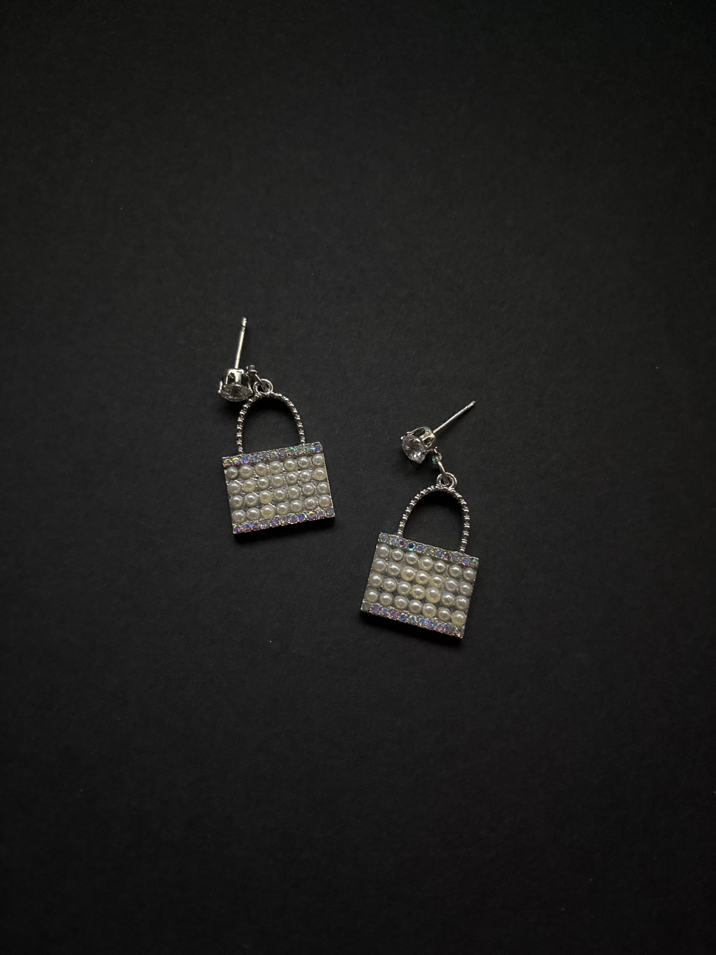 “Locke” Pearl and Rhinestone Stud Earrings