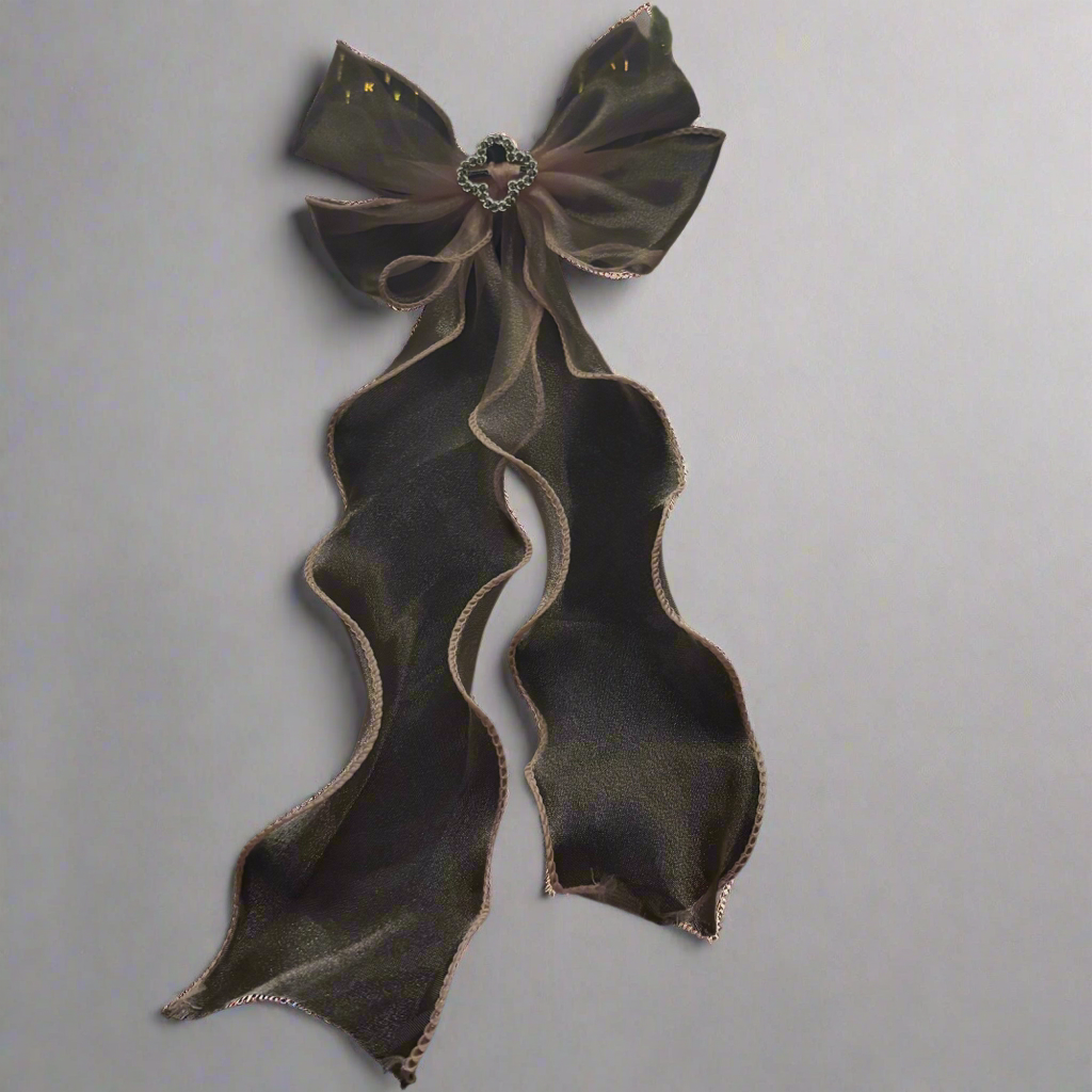 “Eternal Sparkle” Unique Pink Large Oversize Hair Bow with Rhinestone Charm