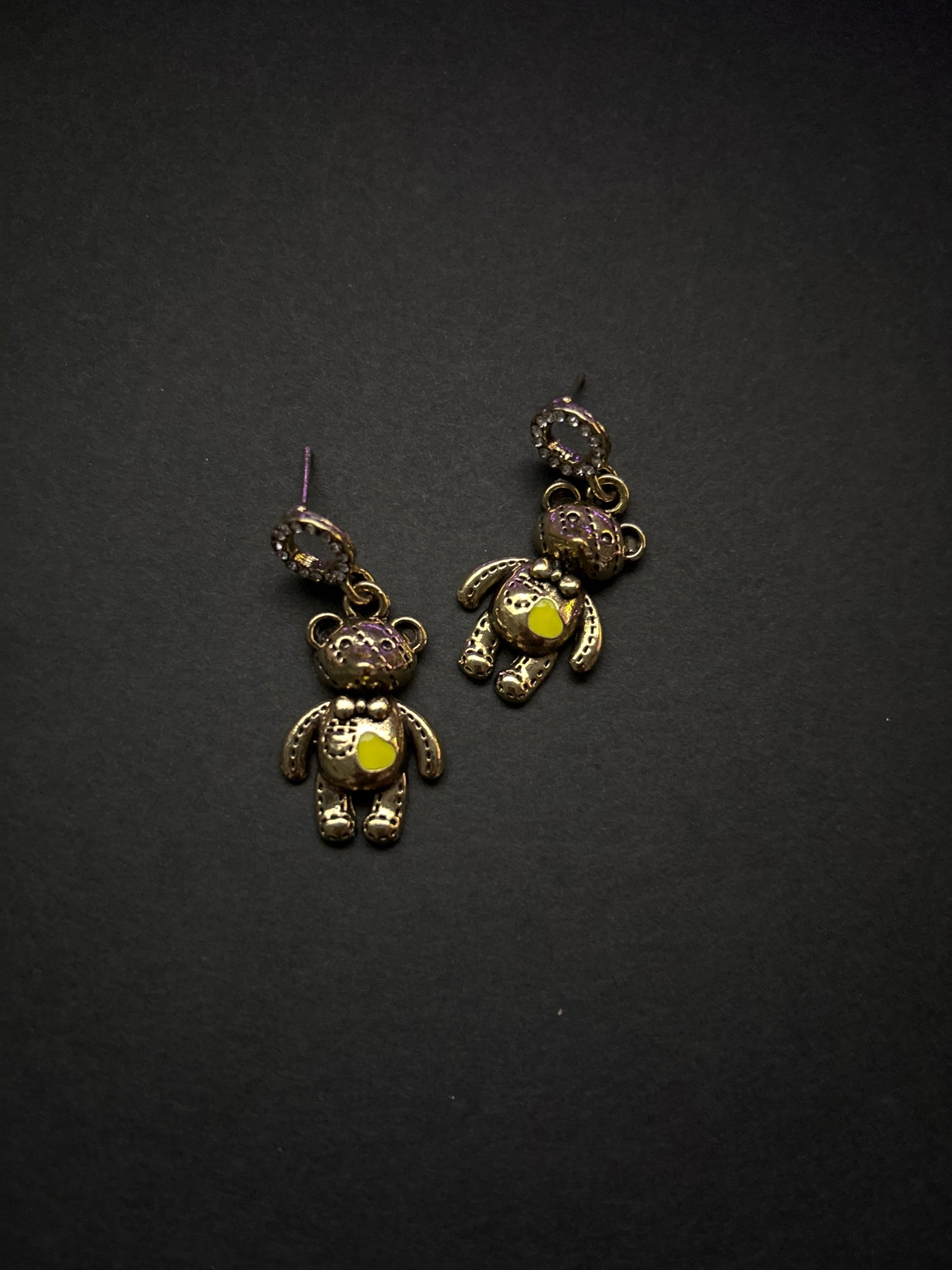 “Plush” Yellow Heart Stud Bear Earrings