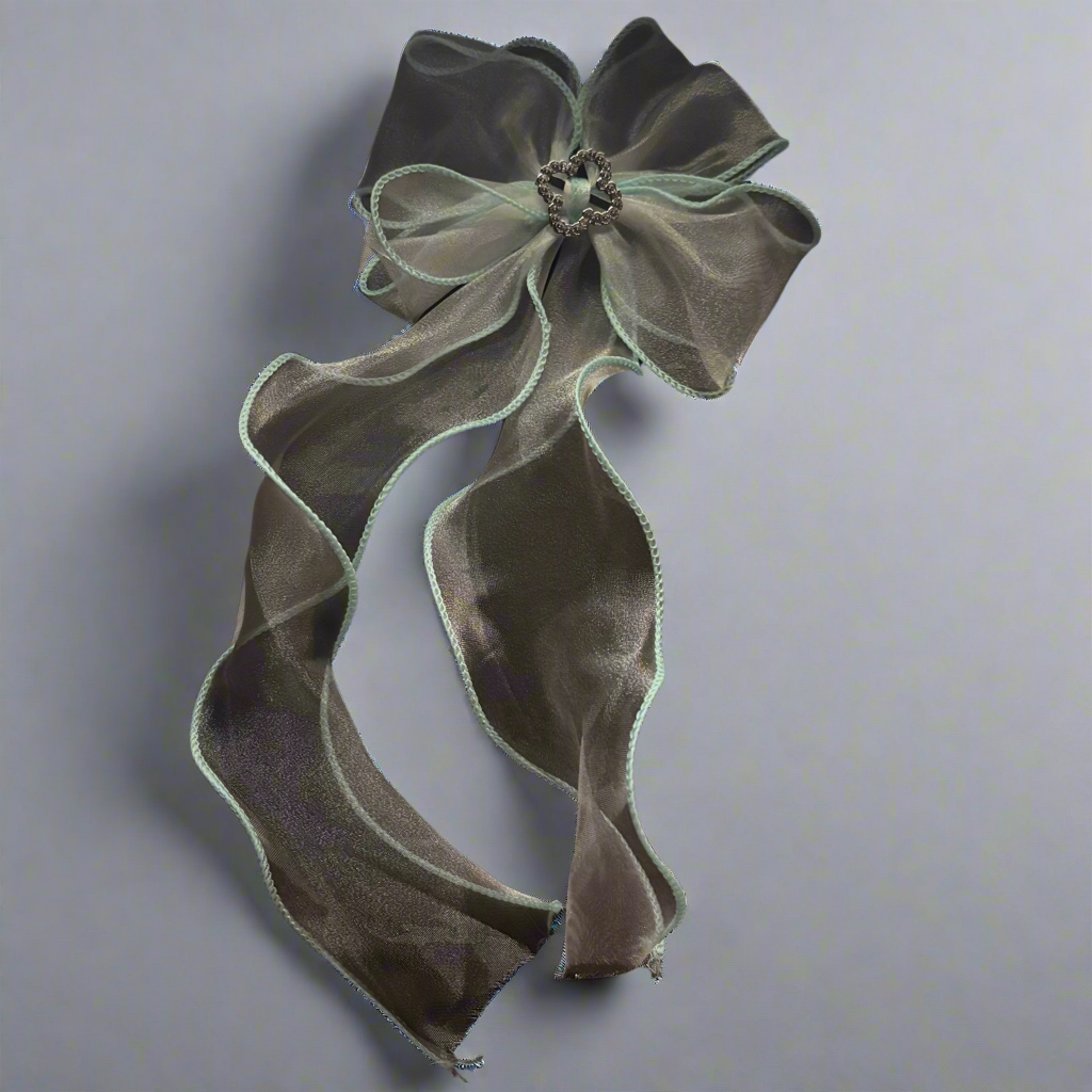 “Oceanic Sparkle” Large Oversize hair bow with Crystal Accent