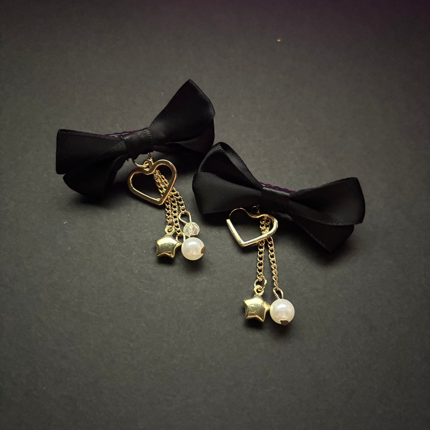 “Lovers Quarrel” Cutesy Dangle 2pc Hair Bows