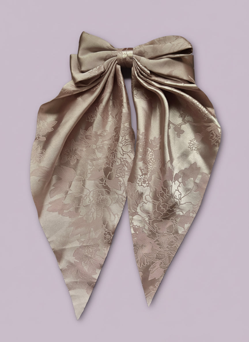 "Thorns" Unique Large Oversize Light Pink Hairbow with Roses Texture