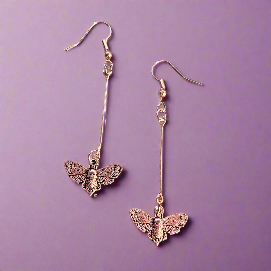 "To Flame" Dangle Moth Earrings