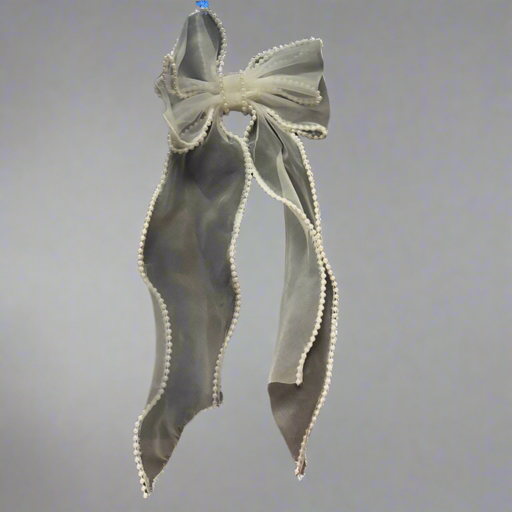 “Eternal Pearl” Large Oversized Sheer Hair Bow