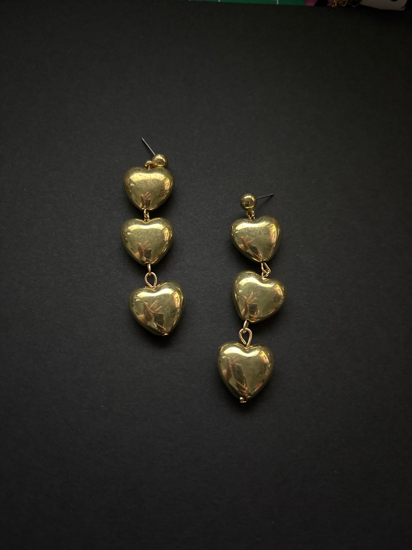 “Vintage” 3 Dangle Drop Copper Tone Earrings