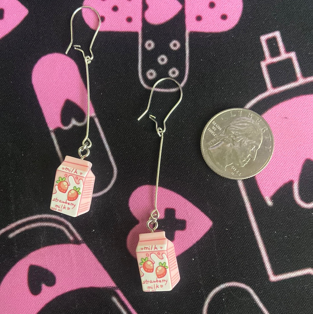 Strawberry Milk Cute Dangle Earrings
