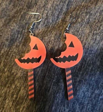 "Pumpkin Man" Unique Pumpkin Movie Inspired Lollipop Earrings