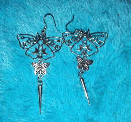 "Unsheathed" Moth and Dagger Earrings