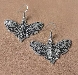 "Death Moth" Unique Dangle Moth Earrings