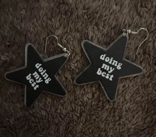"Self Live" Doing my Best Black Star Earrings