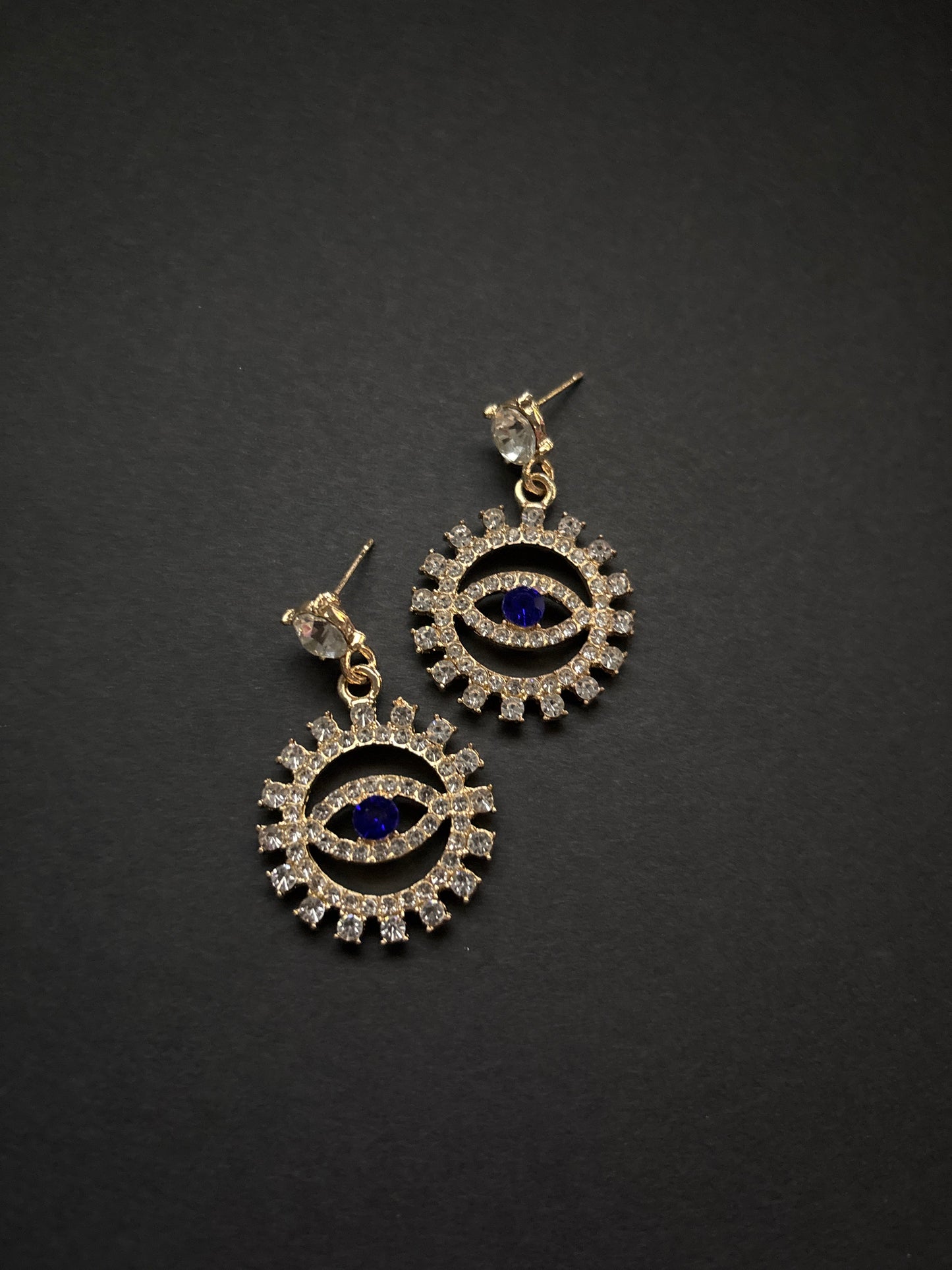 “All Seeing” Gold tone Stud Earrings