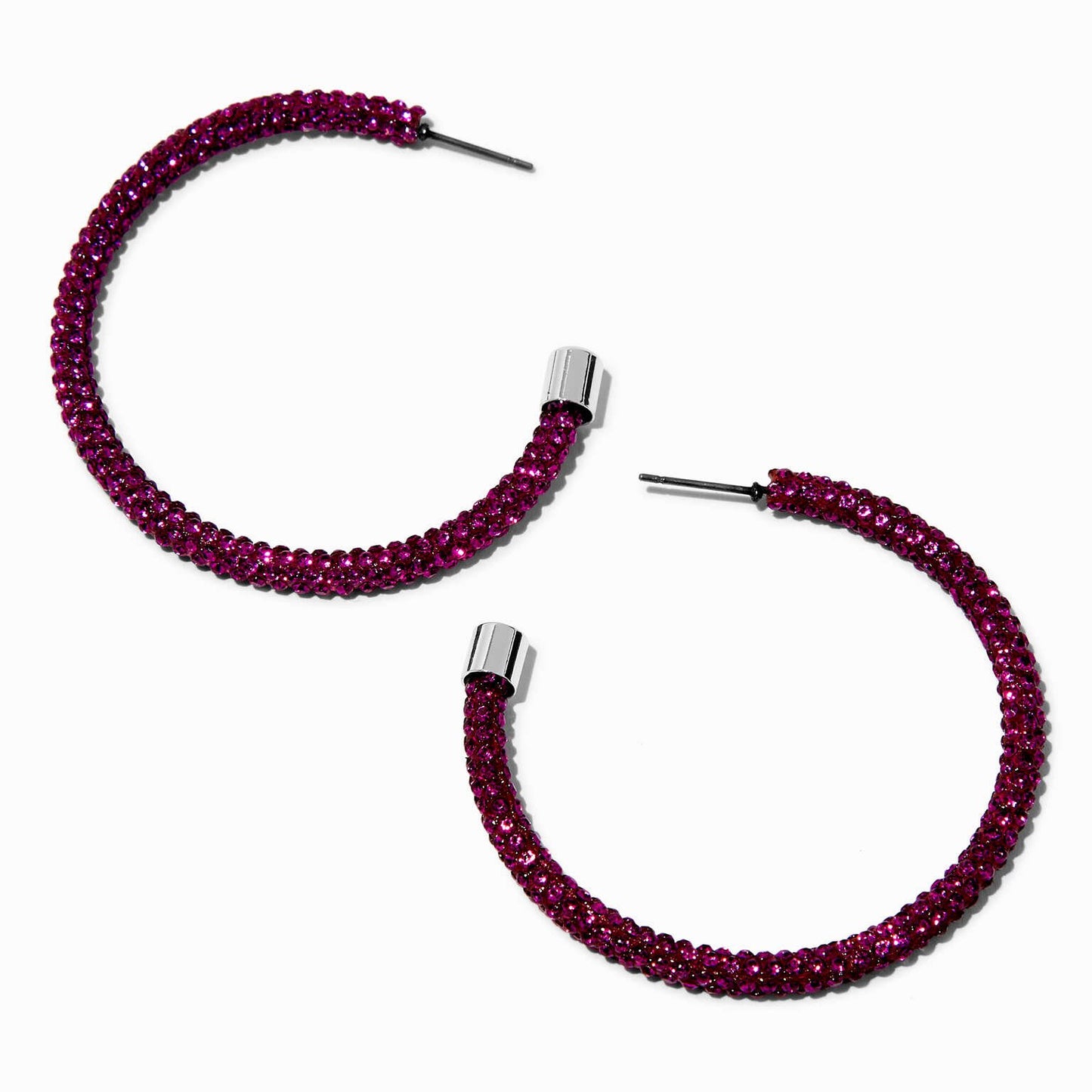 “Pavè” Purple Rhinestone Half Hoop Earrings