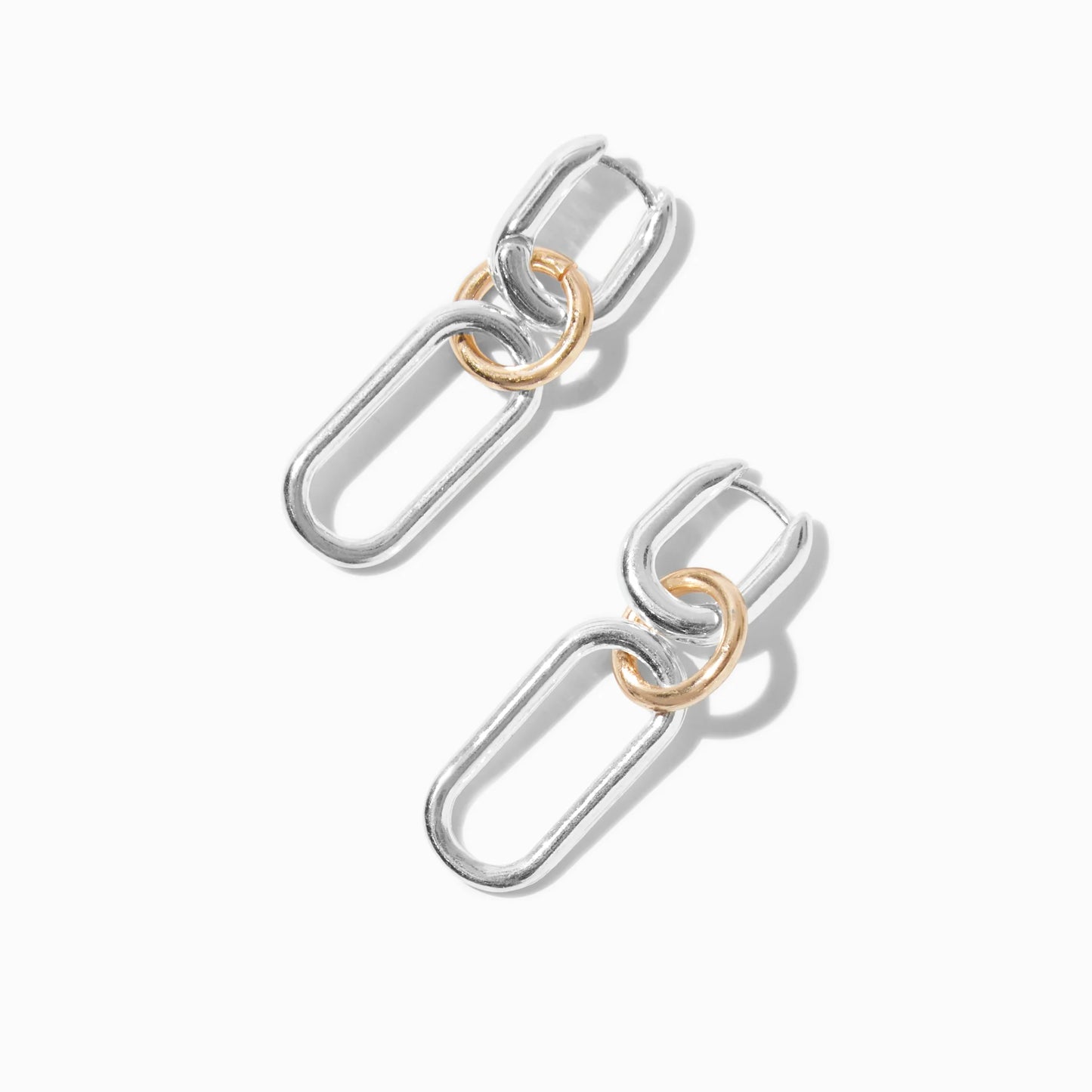 “Linkd” Silver and Gold Tone Unique Linked Earrings