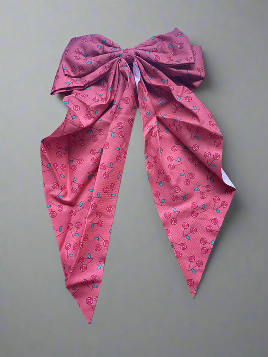 "Cherry Pink" Unique Large Cherry Hair Bow