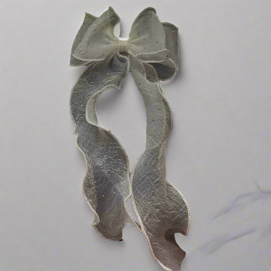 “Beige Circle” Cutesy Large Oversized Bow with Sparkles