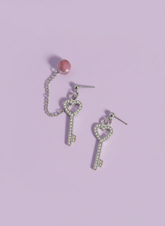 "Love Locked" Mismatch Earrings with Ear Cuff