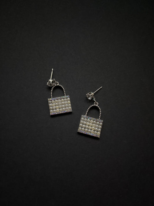 “Locke” Pearl and Rhinestone Stud Earrings