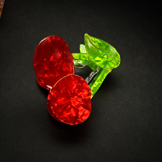 “Cherry Clip” Iridescent Hair Claw Clip