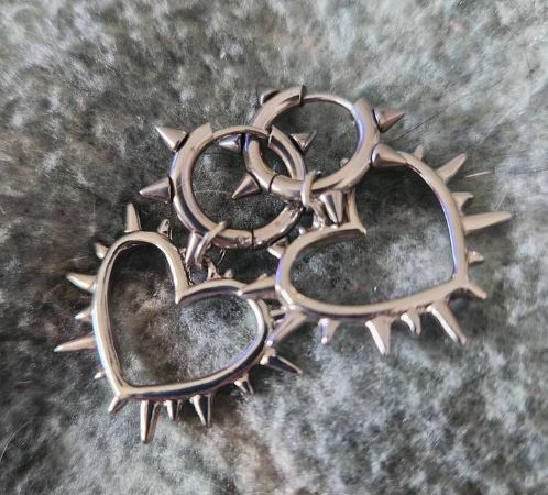 "Guarded" Unique Spikey Gothic Heart Hoop Earrings