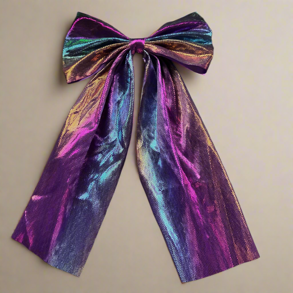 “Mermaid Quarrel” Rainbow Shimmer oversized Hair Bow