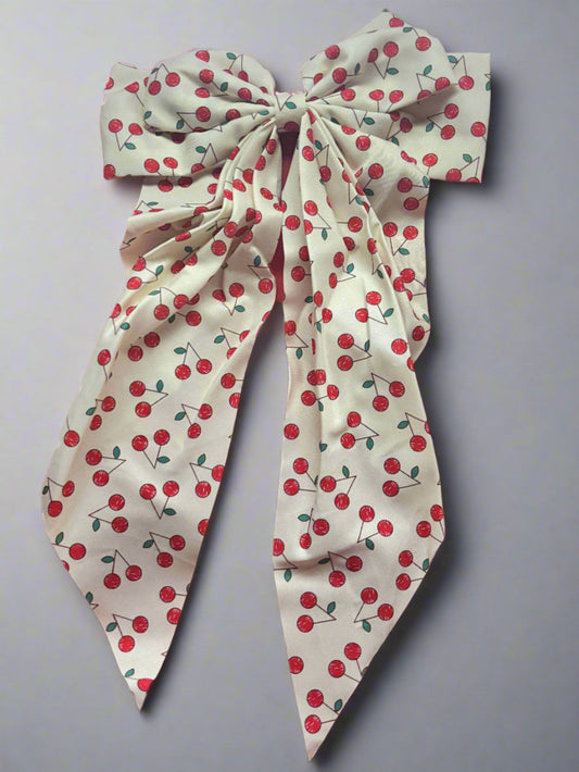 "Cherry Tree" Cute Cottage core White Hair Bows