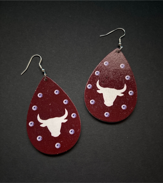 “Highland” Unique Cow Teardrop Earrings