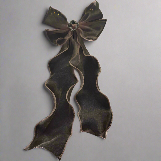 “Eternal Sparkle” Unique Pink Large Oversize Hair Bow with Rhinestone Charm