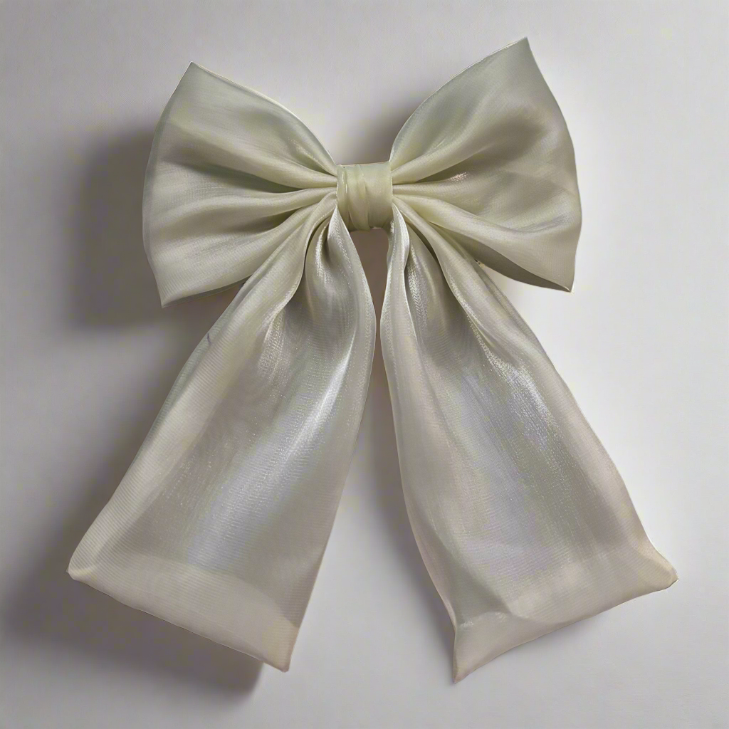 “Sheer White” Unique Oversized Large Bow Hair Clip