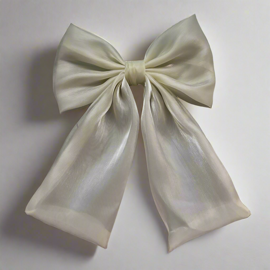 “Sheer White” Unique Oversized Large Bow Hair Clip