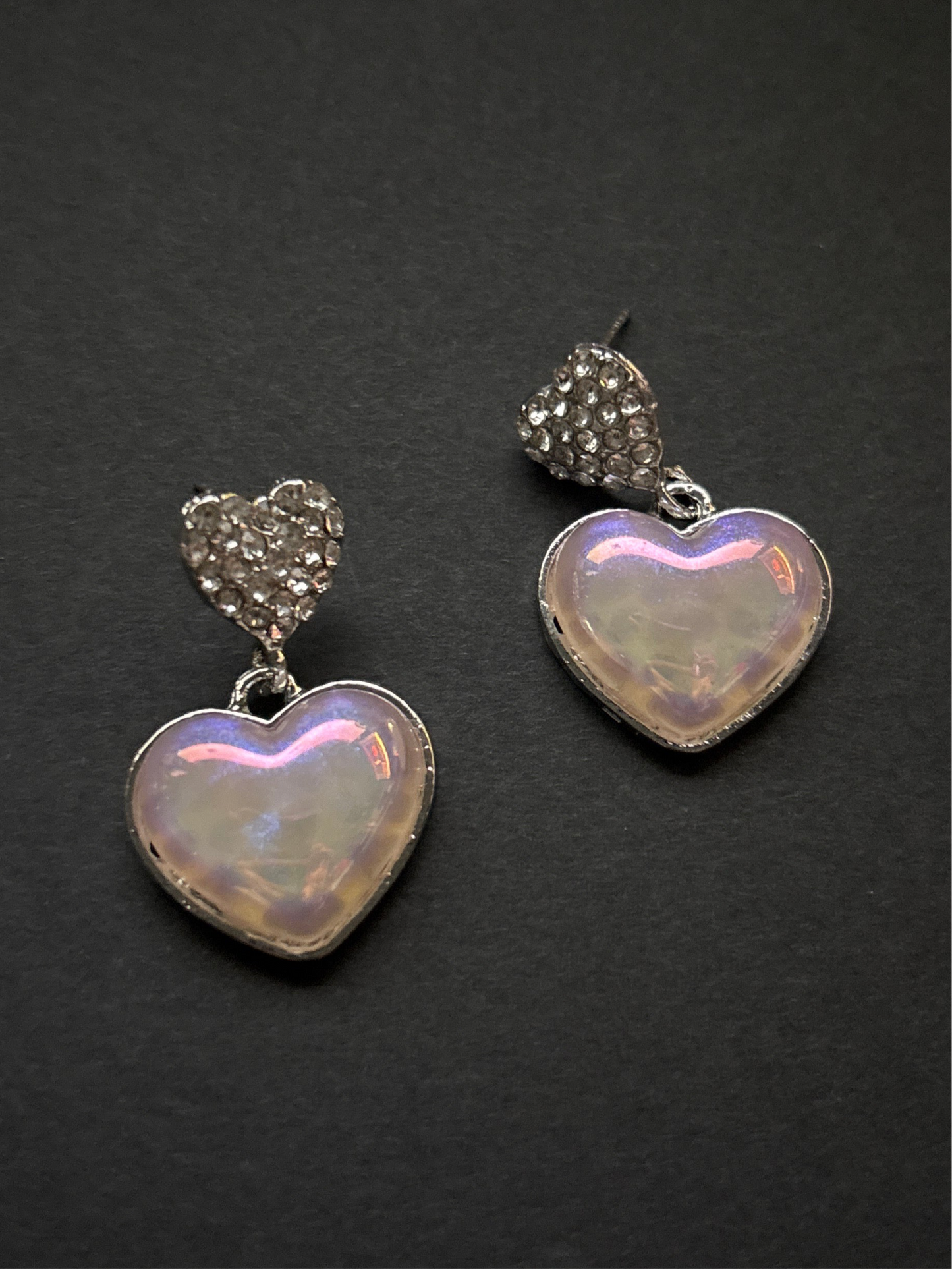 “Mother Pearl” Double Heart Stud Earrings