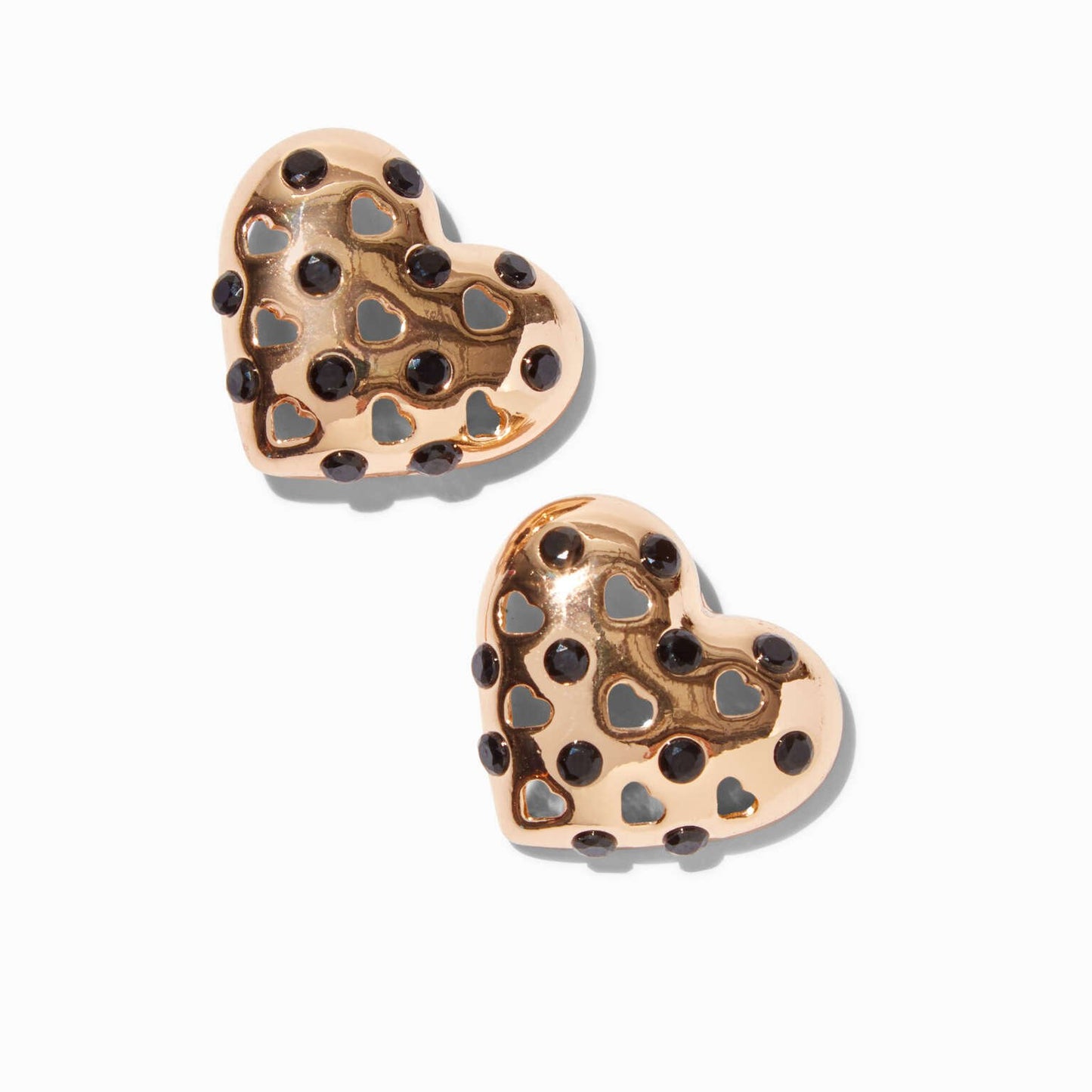 “Checkered Love” Gold tone and Goth Rhinestone Large Stud Earrings