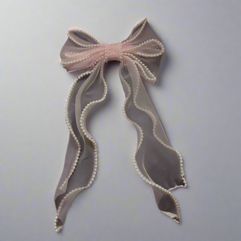 “Back in Pink” Large Oversized Hair Bow with Pearl Accents