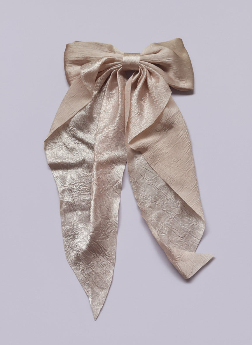 "Shimmer" Unique Pale Pink Oversize Textured Hair Bow