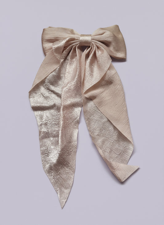 "Shimmer" Unique Pale Pink Oversize Textured Hair Bow