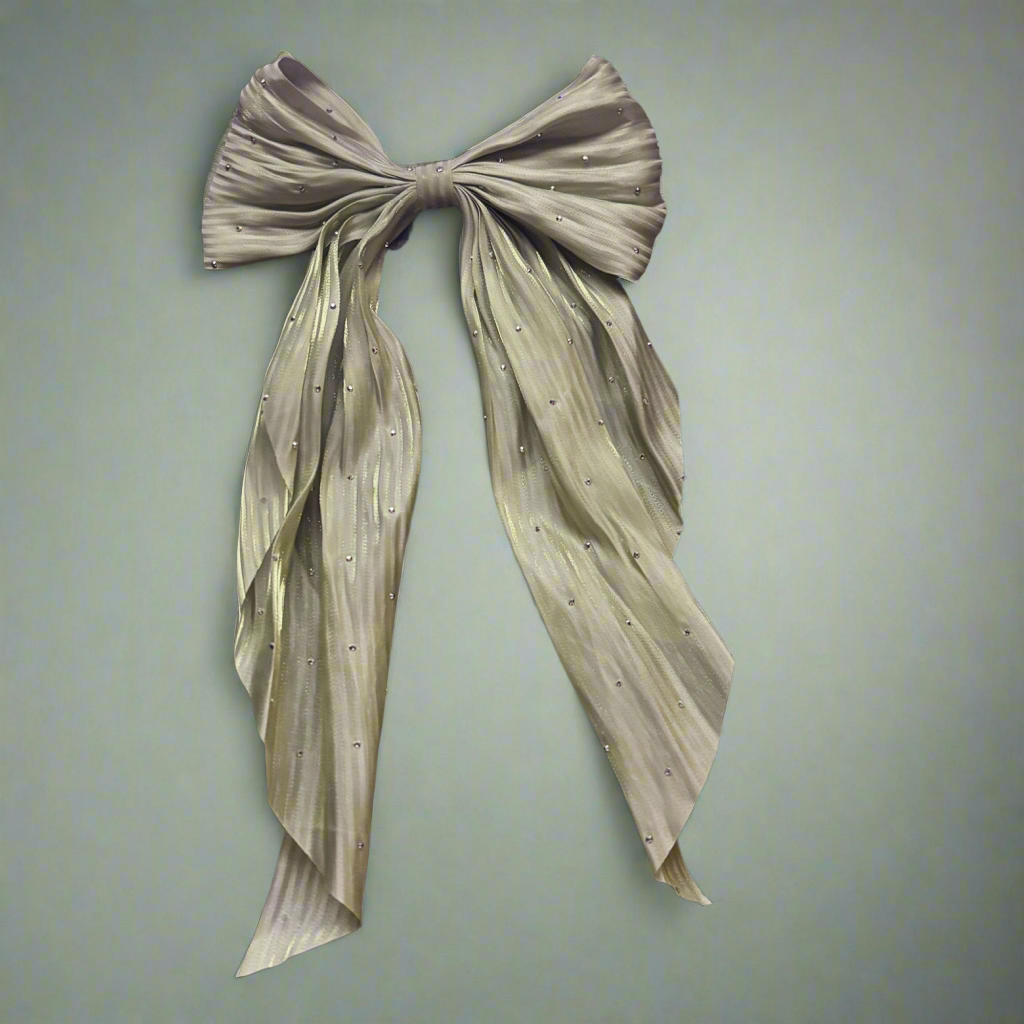 “Sage” Unique Green Large oversized Hair bow with Rhinestone accents