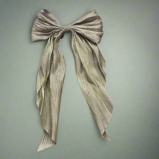 “Sage” Unique Green Large oversized Hair bow with Rhinestone accents