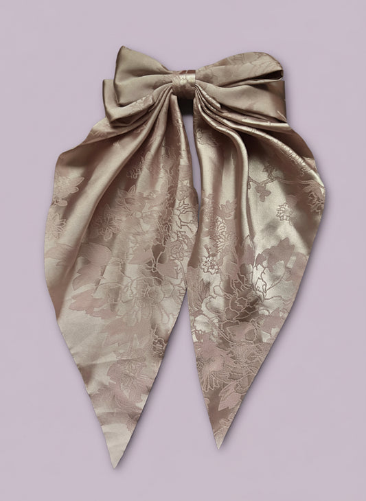 "Thorns" Unique Large Oversize Light Pink Hairbow with Roses Texture