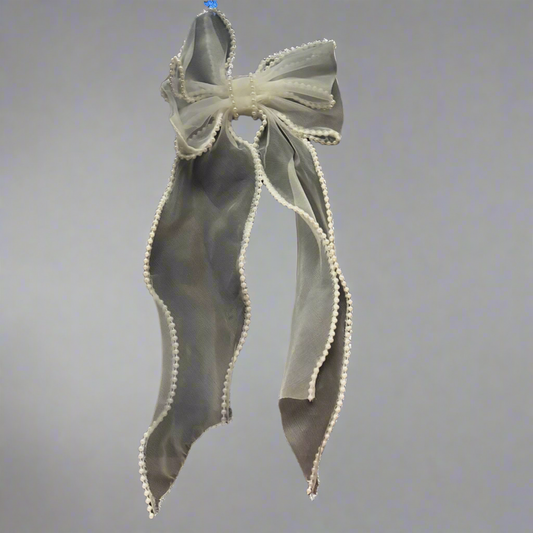 “Eternal Pearl” Large Oversized Sheer Hair Bow