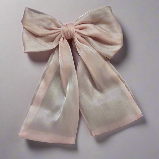 “Pretty in Pink” Sheer Muted Pink Tone Oversized Hair Bow