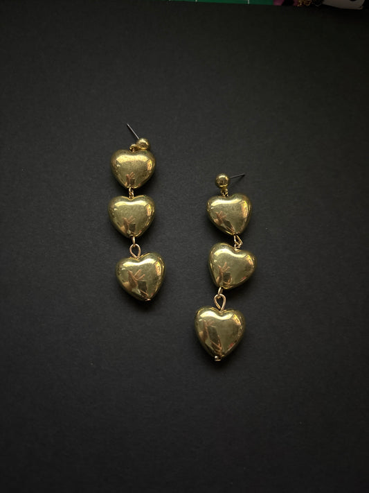“Vintage” 3 Dangle Drop Copper Tone Earrings