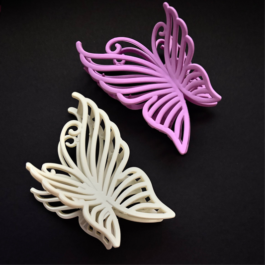 “Scrolled Beauty” White Pink Matte Hair Claw Clip