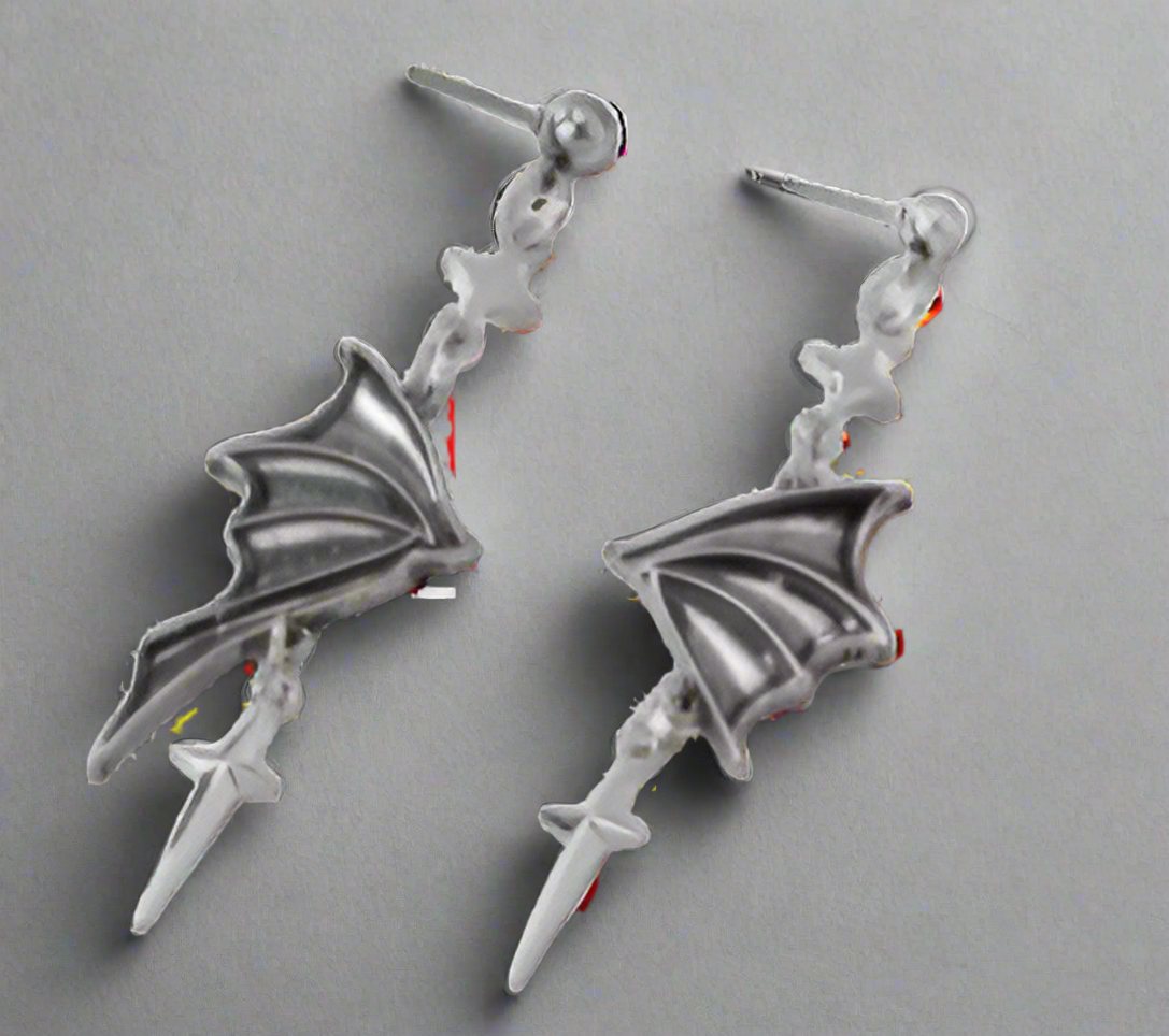 "Batty" Unique Dangle Earrings with Bat Wings