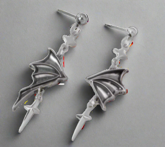 "Batty" Unique Dangle Earrings with Bat Wings