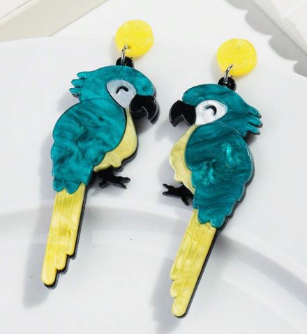 "Keet" Cute Parrot Acrylic Dangle Earrings