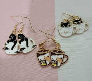 "Cat-achino" Cat Earrings