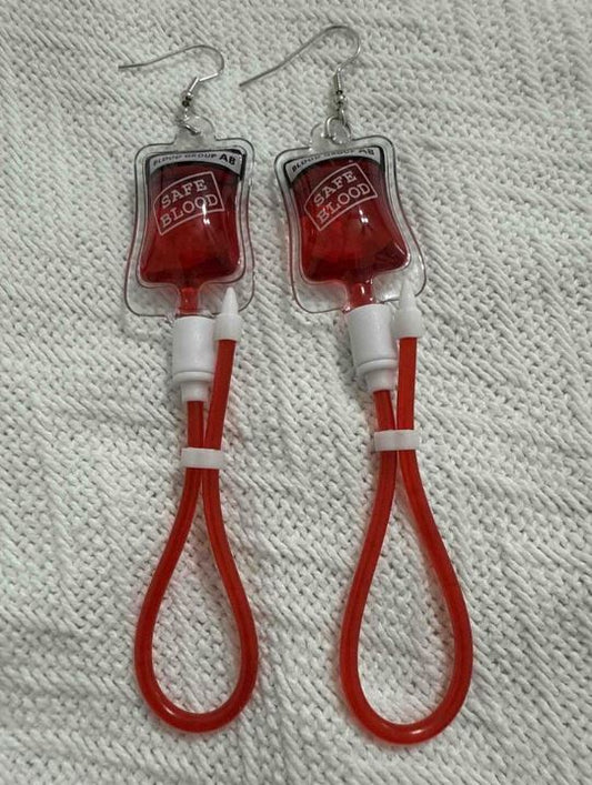 "Bloody Good Time" Cute Bloodbag Earrings