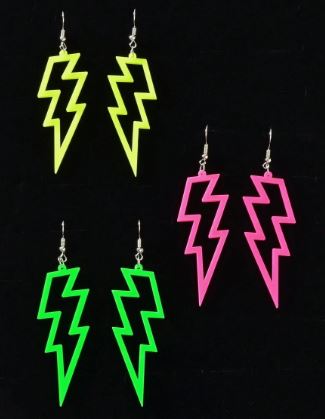 "Neon Candy" Lighting Bolt 80s Style Earrings