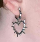 "Guarded" Unique Spikey Gothic Heart Hoop Earrings