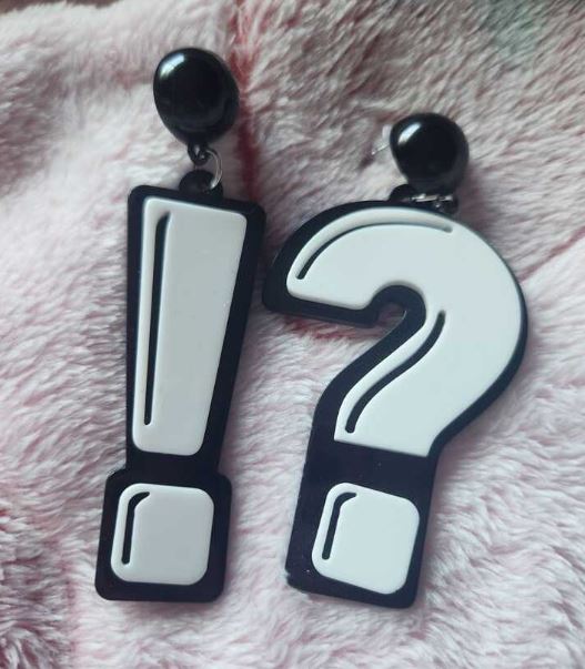 "Emote" Surprised Question and Exclamation mark Earrings