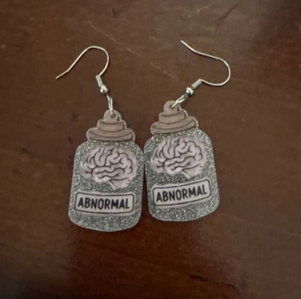 "Study" Unique Abnormal Brain in Jar Earrings